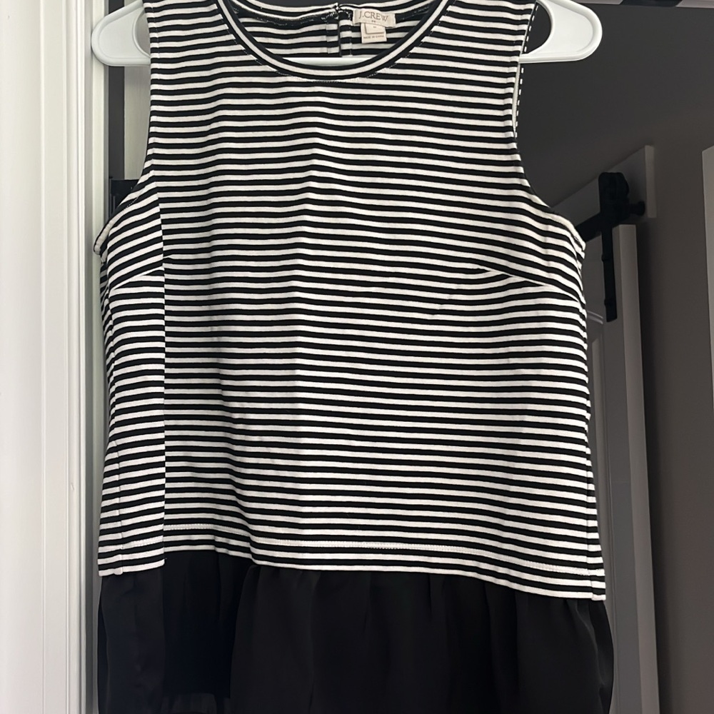 J. Crew Black and White Striped Sleeveless Top